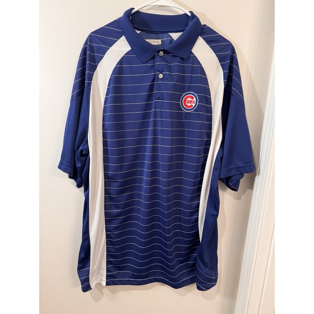 ANTIGUA GOLF MENS POLO Chicago Cubs S/S Blue Men's Size Xl Shirt